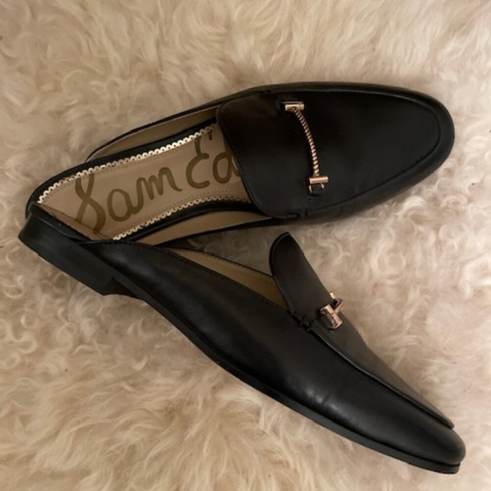 Sam Edelman Lior Black Leather Loafer slip on Mule Women's 8.5 but fits a size 9